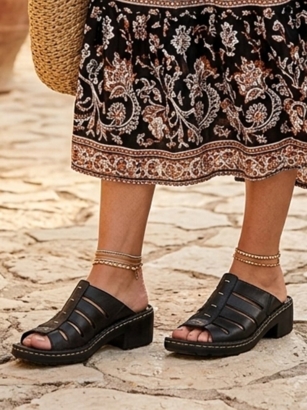 Josef Seibel Womens Sandals Black Platform Wedge Fisherman Mule Comfort Size 41 - Picture 1 of 10